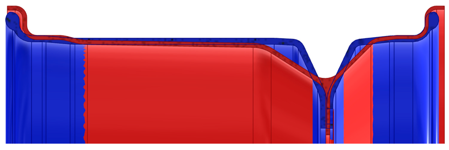 Overlaid cross-section of the aluminum and CFRP rim profiles.