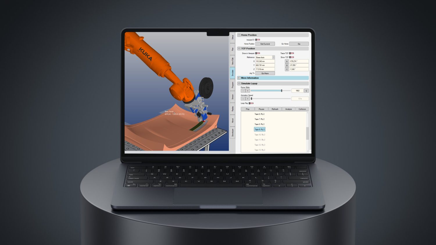 AddPath sequences and simulates every tape and ply before production begins — the layup is versioned in software, so it reproduces identically across the run.